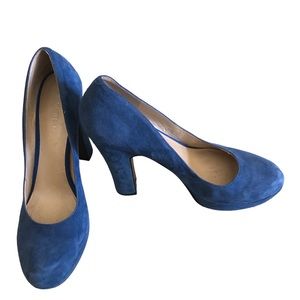 - Nine West Blue Suede Platforms Size 9. Runs Small More Like 8.5.. Heels 5 Inch